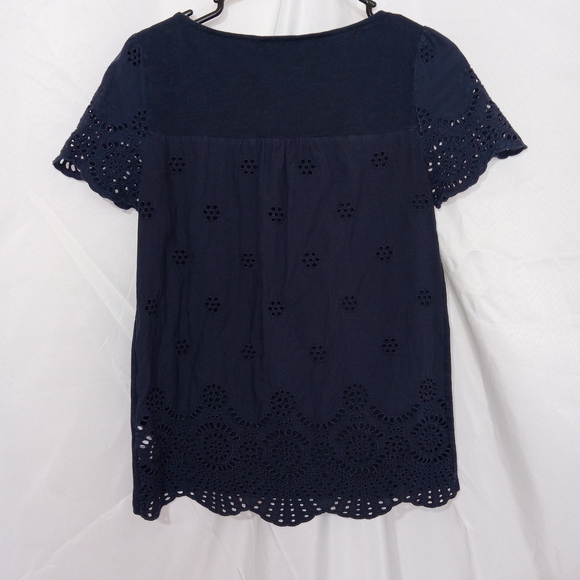BODEN Isabella Broderie Anglaise Top Size 4 BLUE Short Sleeve Cotton TShirt - Picture 4 of 10